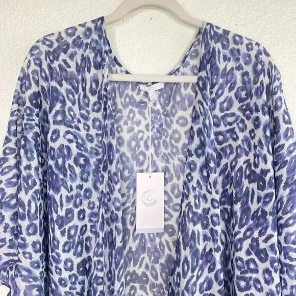 Johnny Was CALME Kimono Women Small Medium Leopard Cotton Silk Cardigan Cover Up - Picture 5 of 9